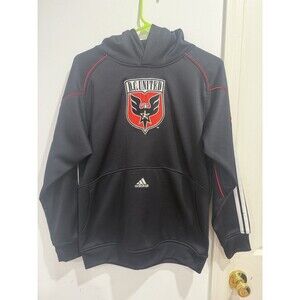Vtg Adidas D.C. United Hoodie YOUTH Large MLS Soccer Sweatshirt Pullover Black